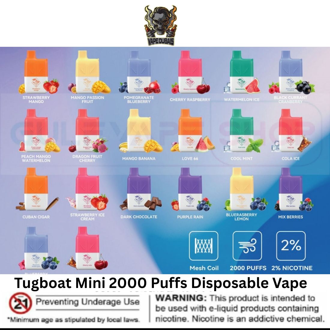 Tugboat Mini 2000 Puffs Disposable