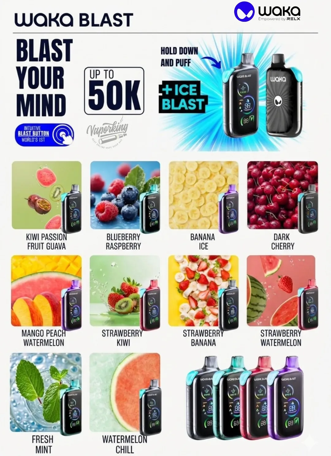 Waka Blast 50000 Puffs Disposable Vape 50mg Waka Blast 50000 Puffs